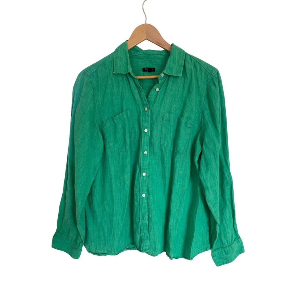 Talbots Green Button-Down Linen Shirt
